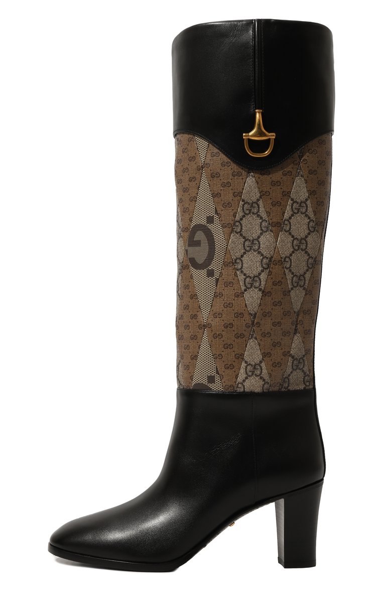 Женские кожаные сапоги blondie GUCCI черного цвета, арт. 718258/AABAJ | Фото 4 (Высота голенища: Средние; Материал внутренний: Натуральная кожа; Каблук высота: Средний; Подошва: Плоская; Каблук тип: Устойчивый; Материал утеплителя: Без утеплителя; Материал внешний: Натуральная кожа)