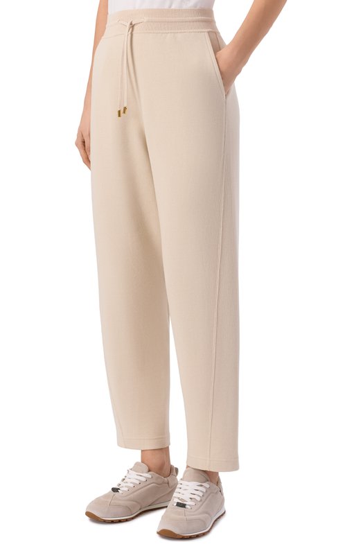 Брюки из хлопка и шелка Loro Piana FAQ4699 Бежевый  FAQ4699 Фото 3