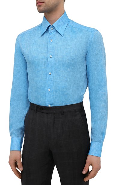 Льняная рубашка ZILLI голубого цвета по цене 84350 руб., арт. MFV-13091-352230/0003, фото 3 Льняная рубашка ZILLI, арт. MFV-13091-352230/0003, фото 3