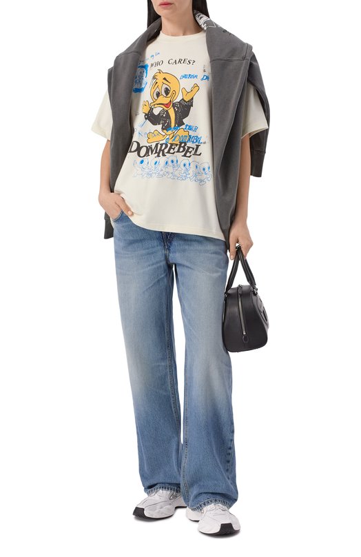 Хлопковая футболка DOMREBEL WH0 CARES/T-SHIRT Кремовый  WH0 CARES/T-SHIRT Фото 2