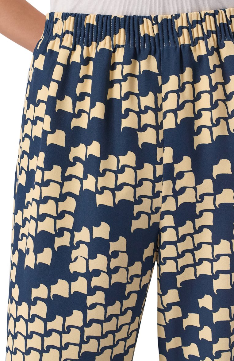 Женские шелковые брюки VALENTINO синего цвета, арт. 6B3RB68993Q | Фото 5 (Автоматизация ТО: Проставлено; Материал внешний: Шелк; Автоматизация состава: Проставлено; Длина (брюки, джинсы): Удлиненные; Силуэт Ж (брюки и джинсы): Широкие; Женское Кросс-КТ: Брюки-одежда; Стили: Классический)