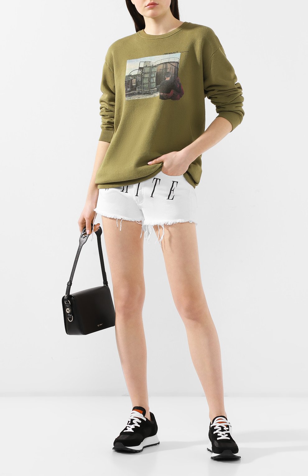 Хлопковый свитшот OFF-WHITE хаки цвета по цене 33400 руб., арт. 0WBA046S19D970804388, фото 2 Хлопковый свитшот OFF-WHITE, арт. 0WBA046S19D970804388, фото 2