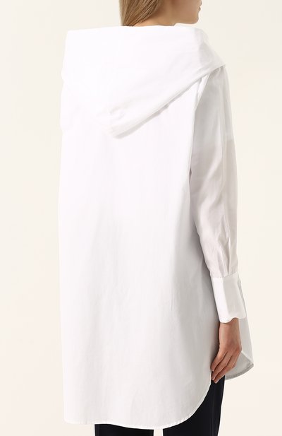 Однотонная хлопковая блуза с капюшоном YOHJI YAMAMOTO, арт. FE-B53-001, фото 4