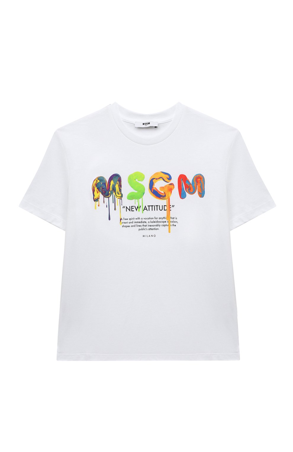 Хлопковая футболка MSGM KIDS белого цвета по цене 6685 руб., арт. F3MSJBTH168, фото 1 Хлопковая футболка MSGM KIDS, арт. F3MSJBTH168, фото 1