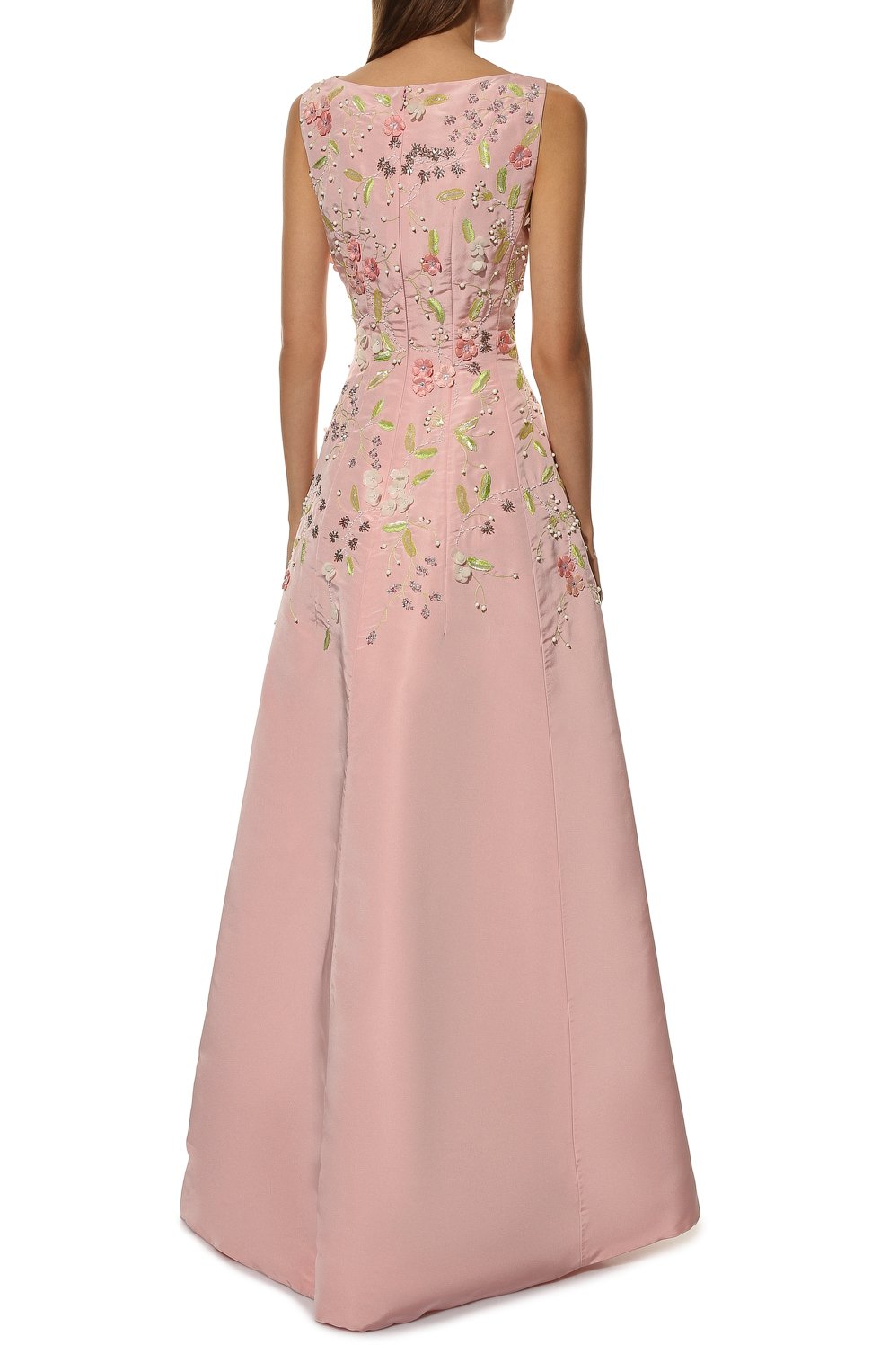 Шелковое платье с отделкой бисером и пайетками OSCAR DE LA RENTA, арт. R17E075GPE0, фото 4
