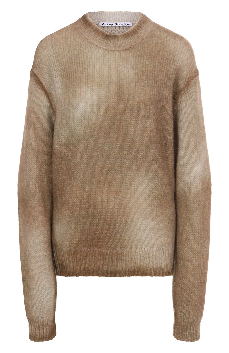 Женский свитер ACNE STUDIOS светло-коричневого цвета, арт. FN-WN-KNIT000759/A60546 | Фото 1 (Материал внешний: Ше�рсть, Синтетический материал; Длина (для топов): Стандартные; Рукава: Длинные; Женское Кросс-КТ: Свитер-одежда; Стили: Минимализм)