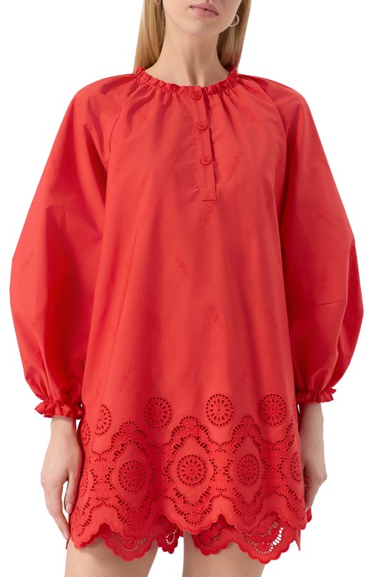 Хлопковая блузка Vika Gazinskaya SS25-13232 Красный  SS25-13232 Фото 3