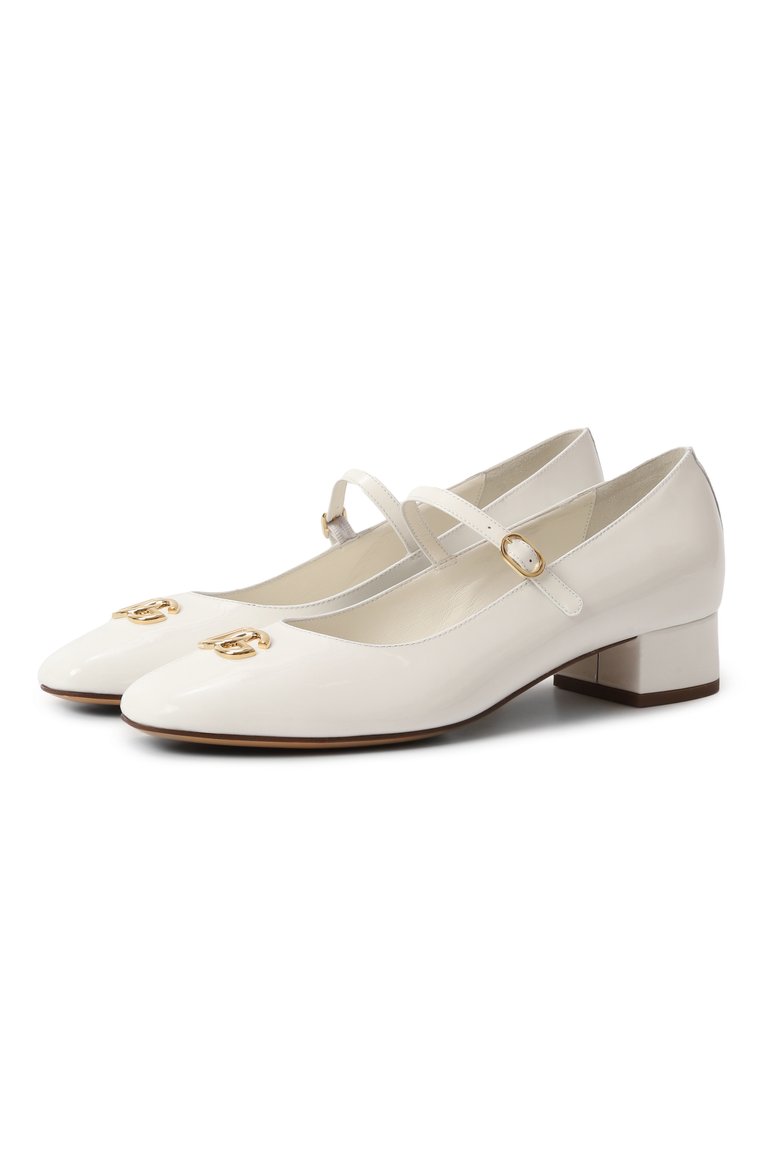 Детские кожаные туфли DOLCE & GABBANA белого цвета, арт. D11034/A1328/37-39 | Фото 1 (Материал внутренний: Натуральная кожа; Нос: Не проставлено; Материал внешний: Натуральная кожа; Автоматизация состава: Проставлено)