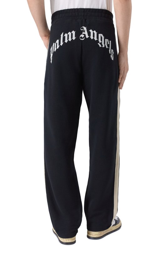 Хлопковые брюки Palm Angels PMCH02KF25FLE001 Чёрный  PMCH02KF25FLE001 Фото 4