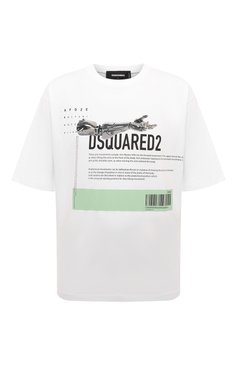 Мужская хлопковая футболка DSQUARED2 белого цвета, арт. S71GD1504/D20020 | Фото 1 (Рукава: 3/4; Материал сплава: Проставлено; Материал внешний: Хлопок; Драгоценные камни: Проставлено; Длина (для топов): Стандартные; Принт: С принтом; Стили: Кэжуэл)