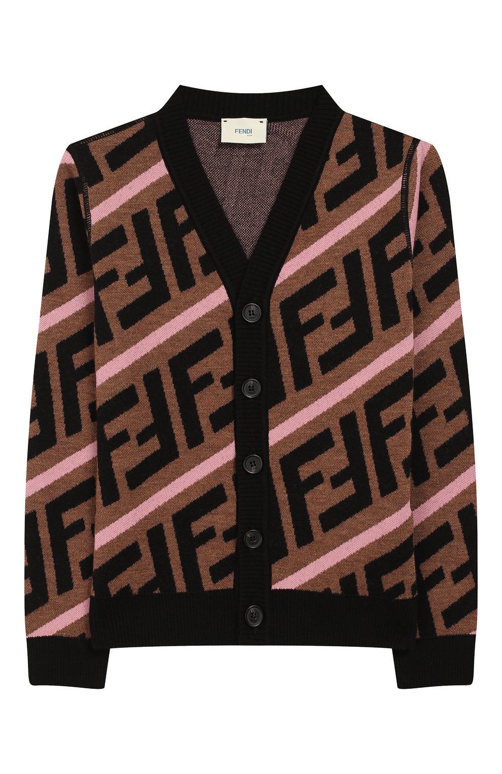 Шерстяной кардиган FENDI коричневого цвета по цене 35800 руб., арт. JFG050/A8L7/6A-8A, фото 1 Шерстяной кардиган FENDI, арт. JFG050/A8L7/6A-8A, фото 1