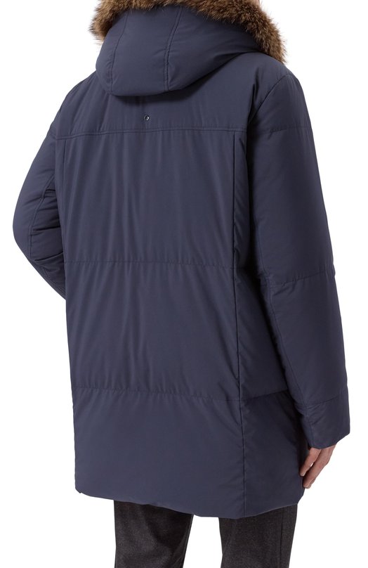Пуховик с отделкой из енота Stefano Ricci M7J5300433/PL001H/64 Синий  M7J5300433/PL001H/64 Фото 4