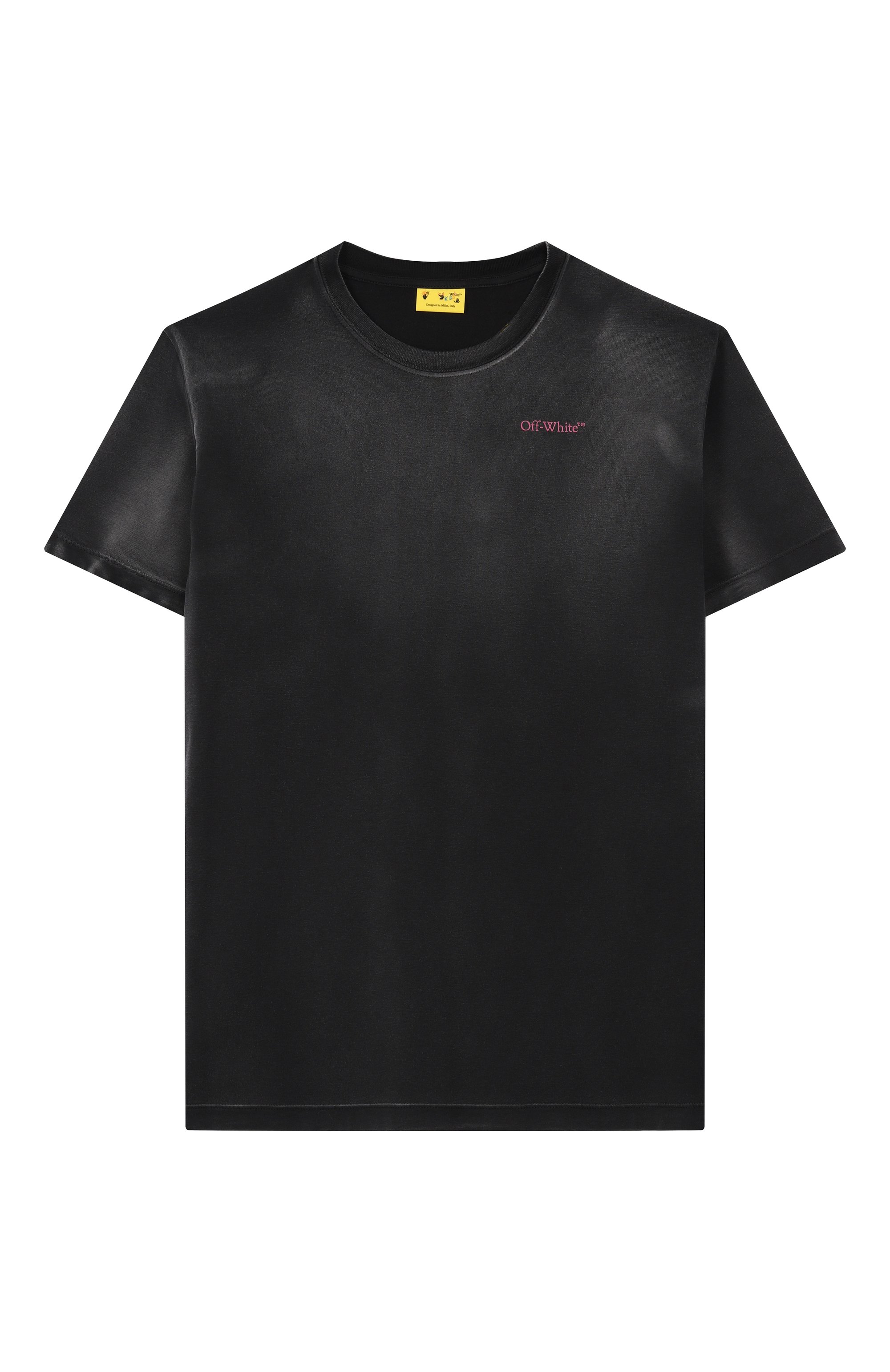 Хлопковая футболка OFF-WHITE темно-серого цвета по цене 13600 руб., арт. 0GAA001F25JER009/12+, фото 1 Хлопковая футболка OFF-WHITE, арт. 0GAA001F25JER009/12+, фото 1