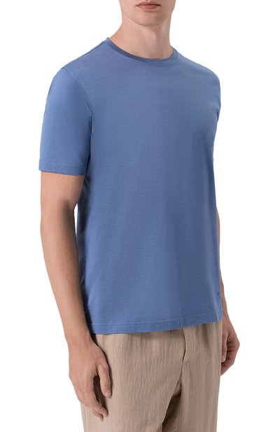 Хлопковая футболка CORNELIANI голубого цвета по цене 33650 руб., арт. 27G500/2725000, фото 3 Хлопковая футболка CORNELIANI, арт. 27G500/2725000, фото 3