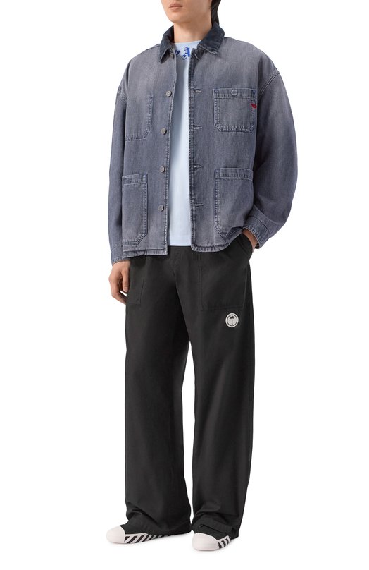 Хлопковая футболка Palm Angels PMAA109S26JER008 Голубой  PMAA109S26JER008 Фото 2