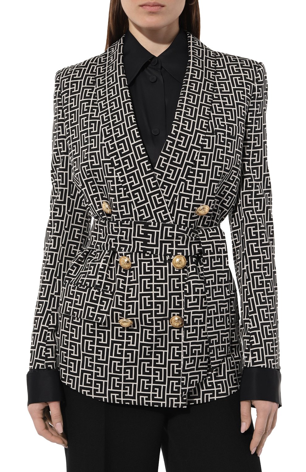 Жакет BALMAIN черно-белого цвета по цене 313500 руб., арт. AF0SG091VD23, фото 3 Жакет BALMAIN, арт. AF0SG091VD23, фото 3
