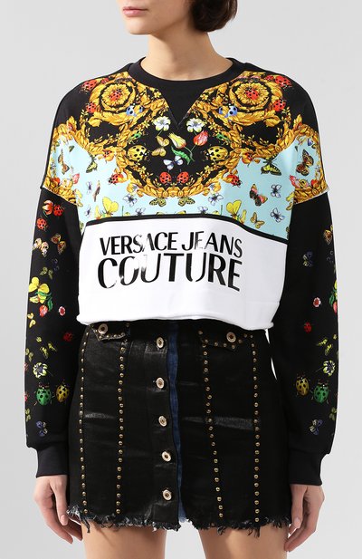 Хлопковый свитшот VERSACE JEANS COUTURE черного цвета по цене 27800 руб., арт. B6HUA768-UDP302 47/30213, фото 3 Хлопковый свитшот VERSACE JEANS COUTURE, арт. B6HUA768-UDP302 47/30213, фото 3