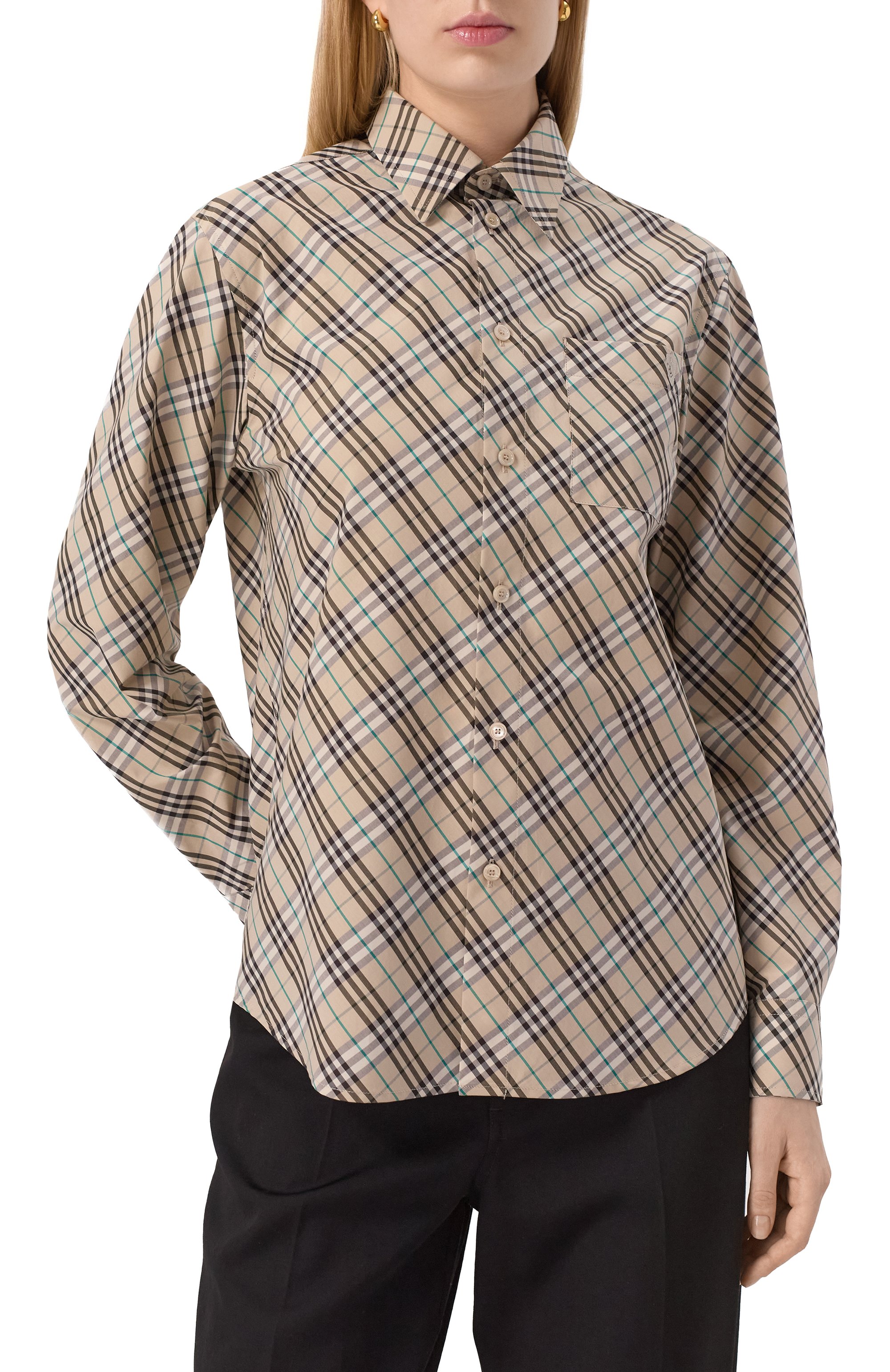 Хлопковая рубашка BURBERRY бежевого цвета по цене 97700 руб., арт. 8101133, фото 3 Хлопковая рубашка BURBERRY, арт. 8101133, фото 3