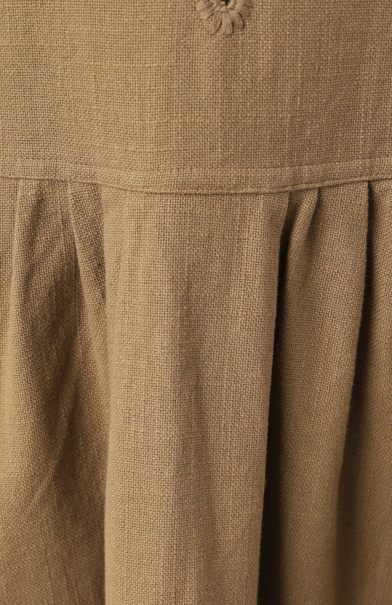 Женское хлопковое платье ISABEL MARANT ETOILE хаки цвета, арт. 25PR00656FA/C1J12E | Фото 6 (Длина Ж (юбки, платья, шорты): Миди; Материал внешний: Хлопок; Драгоценные камни: Проставлено; Материал сплава: Проставлено; Рукава: Длинные; Случай: Повседневный; Женское Кросс-КТ: Платье-одежда; Стили: Кэжуэл)