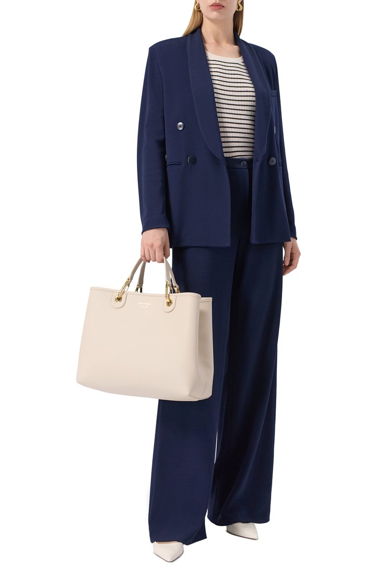 Женская сумка-тоут myea medium EMPORIO ARMANI кремового цвета, арт. EW000360/AF12036 | Фото 7 (Материал: Экокожа; Автоматизация ТО: Проставлено; Размер: medium; Ремень/цепочка: На ремешке; Автоматизация состава: Проставлено)