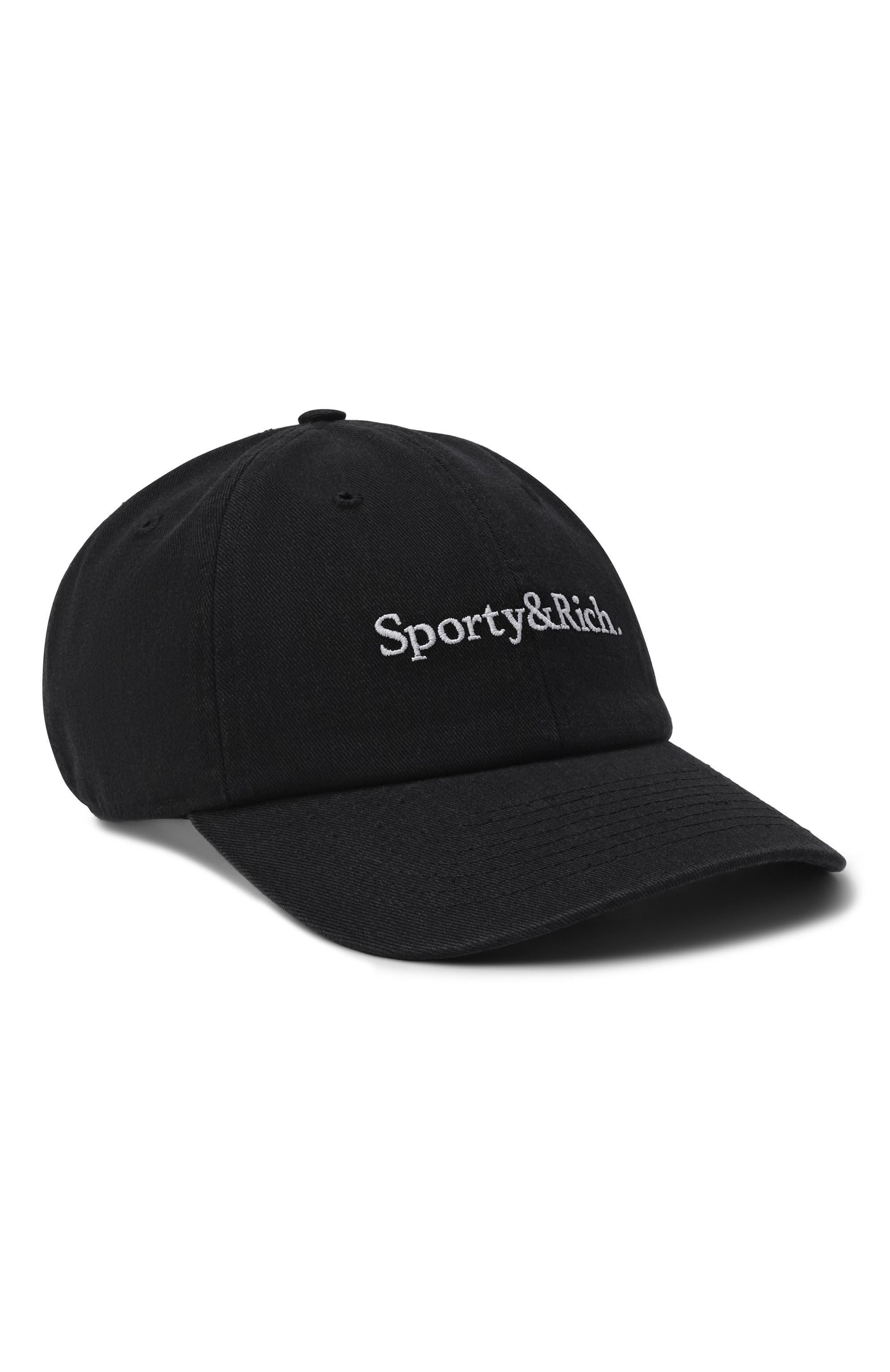 Хлопковая бейсболка SPORTY AND RICH черного цвета по цене 10750 руб., арт. AC04077300BA021, фото 1 Хлопковая бейсболка SPORTY AND RICH, арт. AC04077300BA021, фото 1