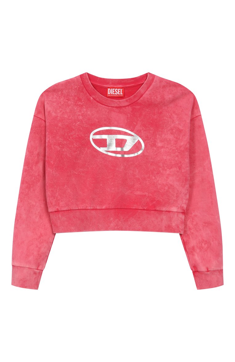 Детский хлопковый свитшот DIESEL фуксия цвета, арт. J02256/KYAYK | Фото 1 (Рукава: Длинные; Материал внешний: Хлопок; Девочки Кросс-КТ: Свитшот-одежда; Ростовка одежда: 6 лет | 116 см, 8 лет | 128 см, 10 - 11 лет | 140 - 146см, 13 - 15 лет | 158 см, 16 лет | 164 см)