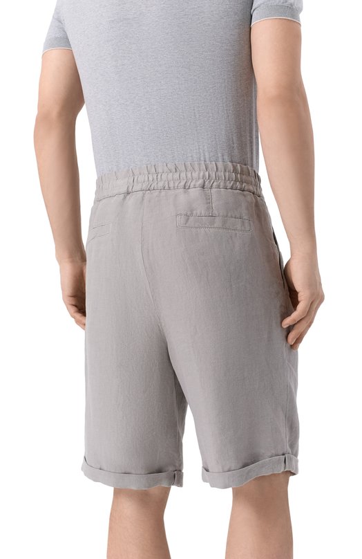 Льняные шорты Brunello Cucinelli M243DU0020 Серый  M243DU0020 Фото 4