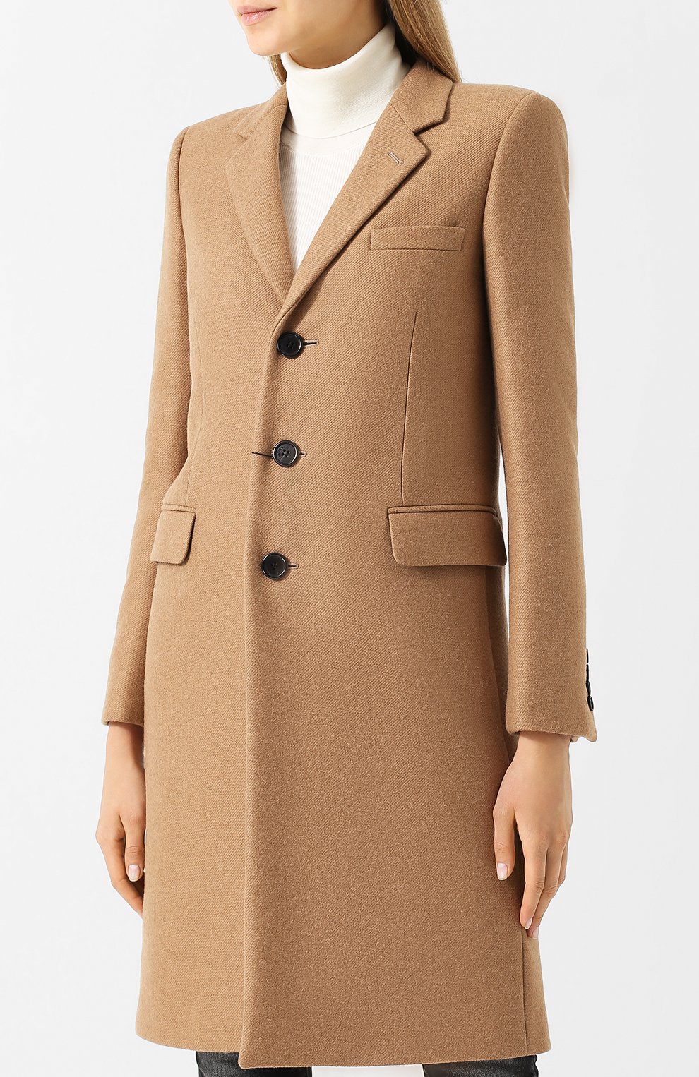 Однотонное шерстяное пальто прямого кроя SAINT LAURENT, арт. 517798/Y190T, фото 3