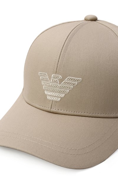 Хлопковая бейсболка EMPORIO ARMANI бежевого цвета по цене 11750 руб., арт. EX000005/AF12610, фото 3 Хлопковая бейсболка EMPORIO ARMANI, арт. EX000005/AF12610, фото 3