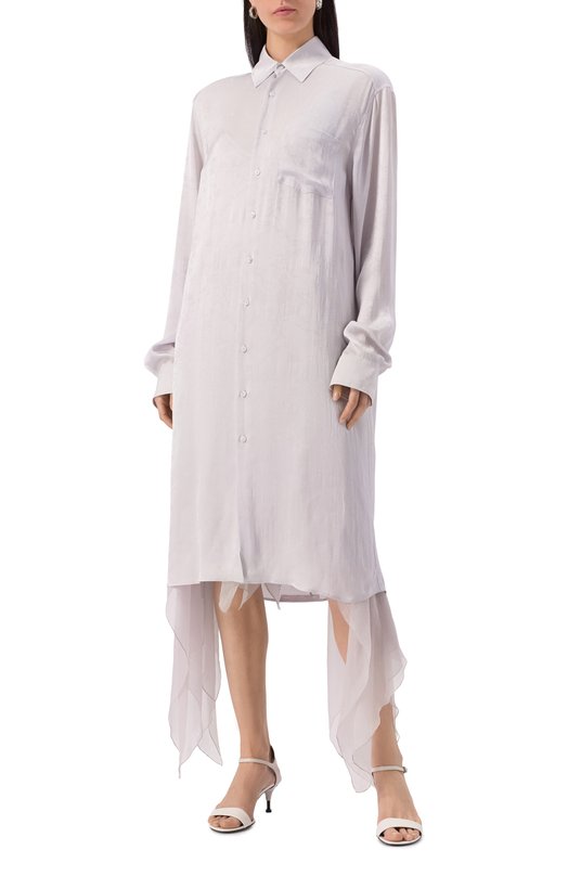 Блузка из вискозы и шелка Ann Demeulemeester B0011914/FA611 Серый  B0011914/FA611 Фото 3