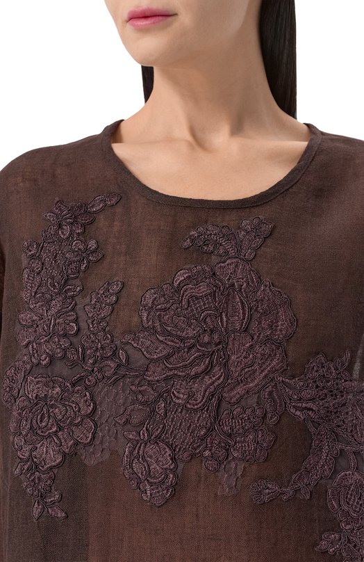 Льняная блузка Maurizio W08221081 Коричневый  W08221081 Фото 5