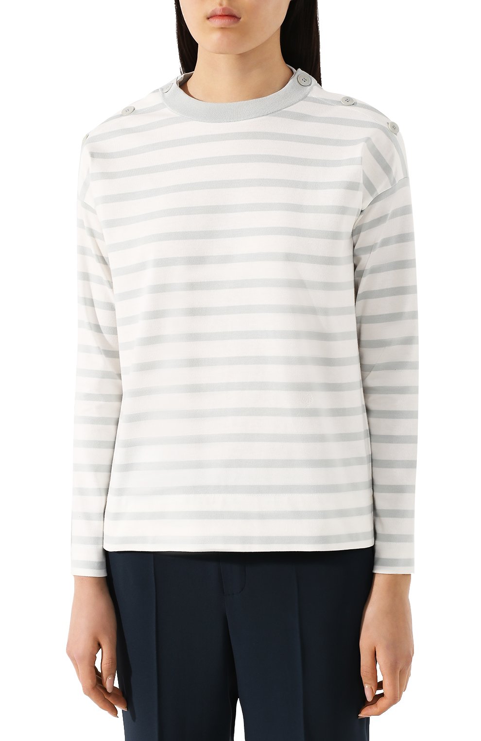 Хлопковый лонгслив LORO PIANA голубого цвета по цене 47500 руб., арт. FAI5043, фото 3 Хлопковый лонгслив LORO PIANA, арт. FAI5043, фото 3