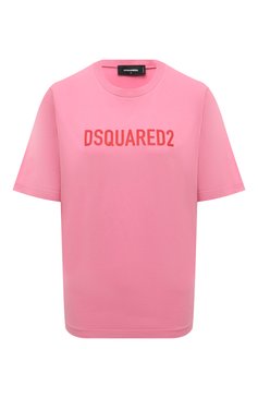 Женская хлопковая футболка DSQUARED2 розового цвета, арт. S75GD0283/D20004 | Фото 1 (Рукава: Короткие; Длина (для топов): Стандартные; Принт: С принтом; Материал сплава: Проставлено; Материал внешний: Хлопок; Женское Кросс-КТ: Футболка-одежда; Драгоценные камни: Проставлено; Стили: Кэжуэл)