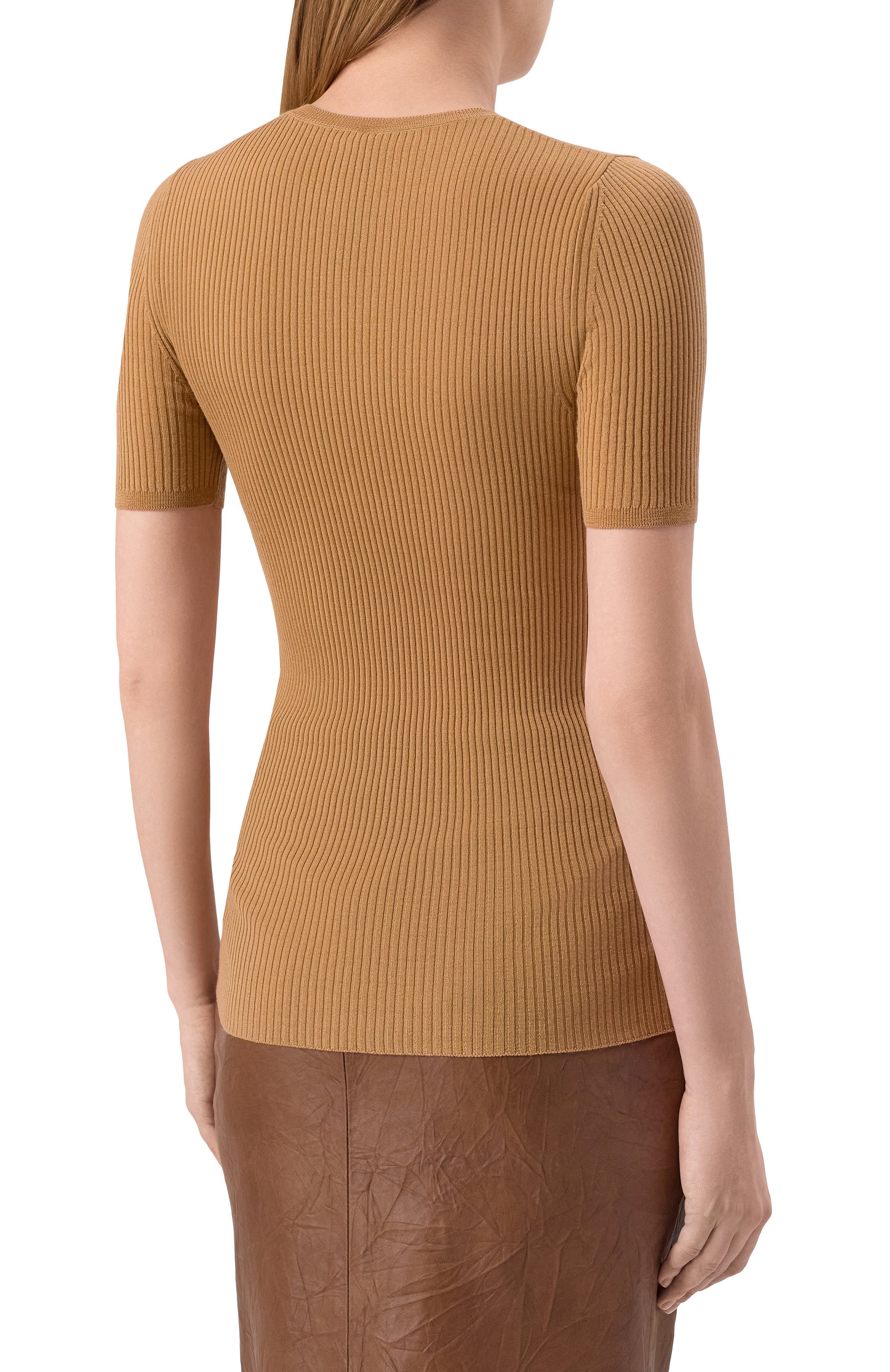 Шерстяной топ PETAR PETROV светло-коричневого цвета по цене 28050 руб., арт. F24K31, фото 4 Шерстяной топ PETAR PETROV, арт. F24K31, фото 4