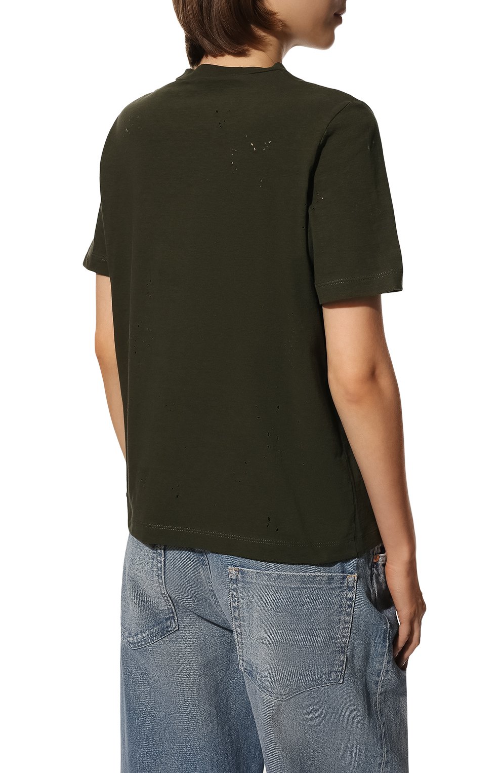 Хлопковая футболка DSQUARED2 хаки цвета по цене 39950 руб., арт. S75GD0309/S22507, фото 4 Хлопковая футболка DSQUARED2, арт. S75GD0309/S22507, фото 4