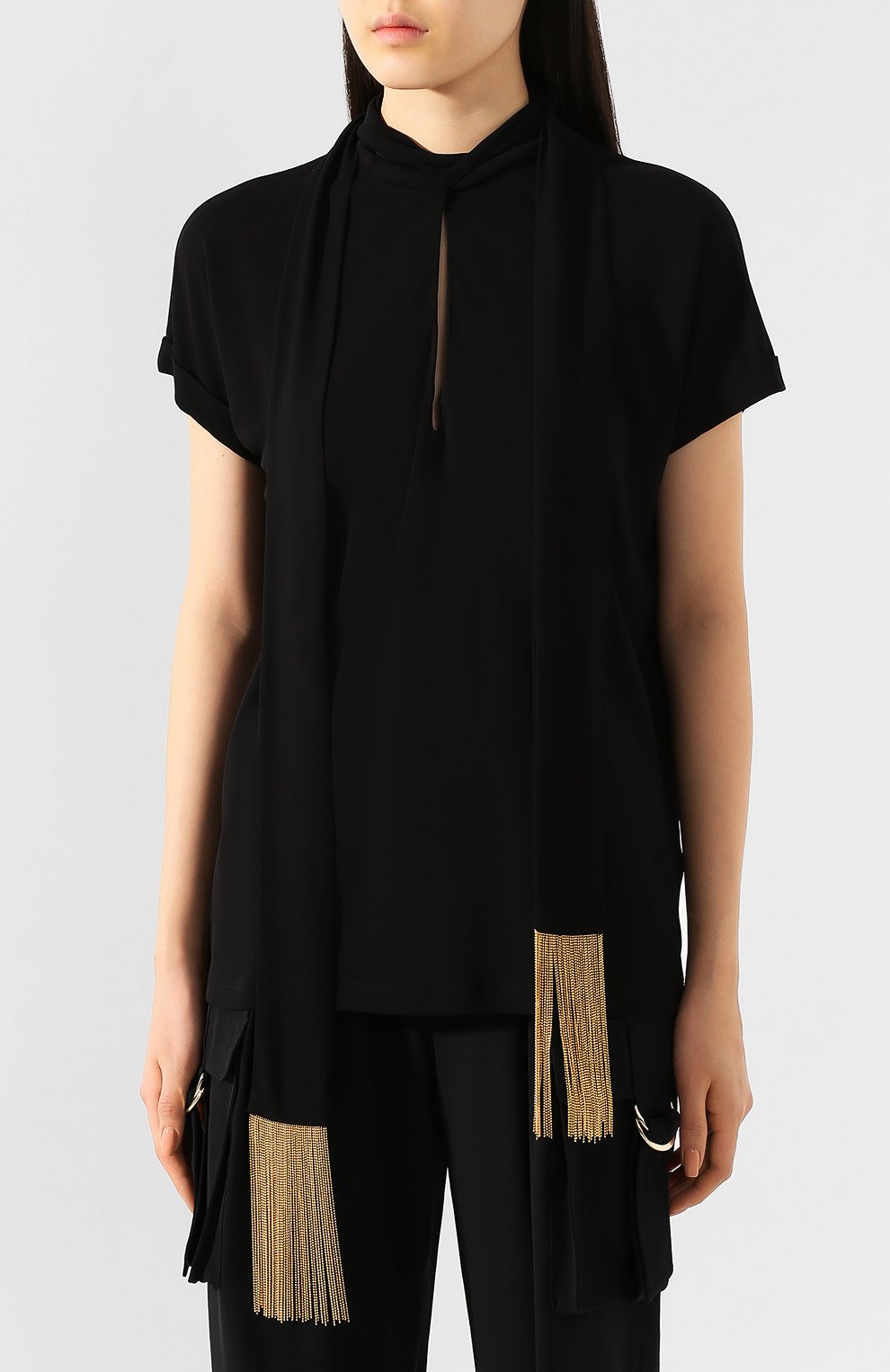 Топ из вискозы BALMAIN черного цвета по цене 118500 руб., арт. TF10295/J024, фото 3 Топ из вискозы BALMAIN, арт. TF10295/J024, фото 3