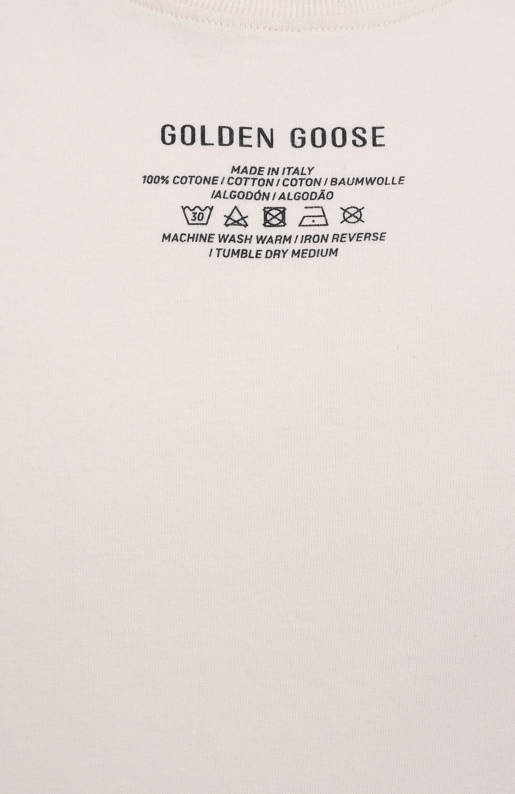 Хлопковая футболка GOLDEN GOOSE DELUXE BRAND кремового цвета по цене 19600 руб., арт. GMP01220.P001881, фото 6 Хлопковая футболка GOLDEN GOOSE DELUXE BRAND, арт. GMP01220.P001881, фото 6