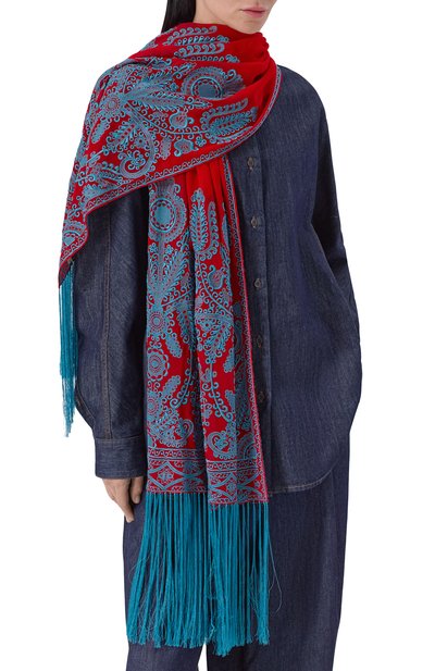 Шарф DRIES VAN NOTEN красного цвета по цене 113500 руб., арт. 011311/3379, фото 2 Шарф DRIES VAN NOTEN, арт. 011311/3379, фото 2