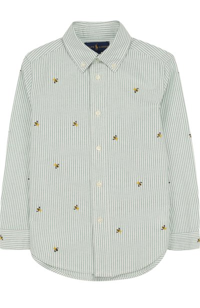 Хлопковая рубашка с воротником button down и вышивкой RALPH LAUREN, арт. 322691591, фото 1