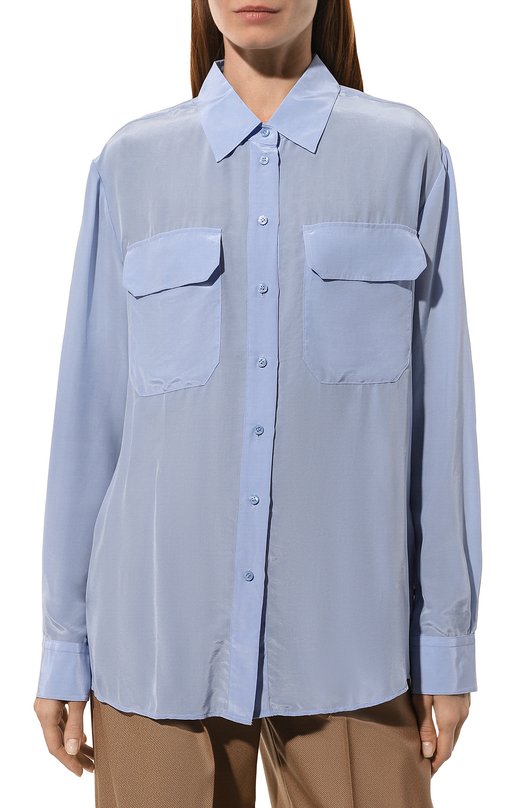 Рубашка из вискозы и шелка BOSS Orange Голубой, фото 3