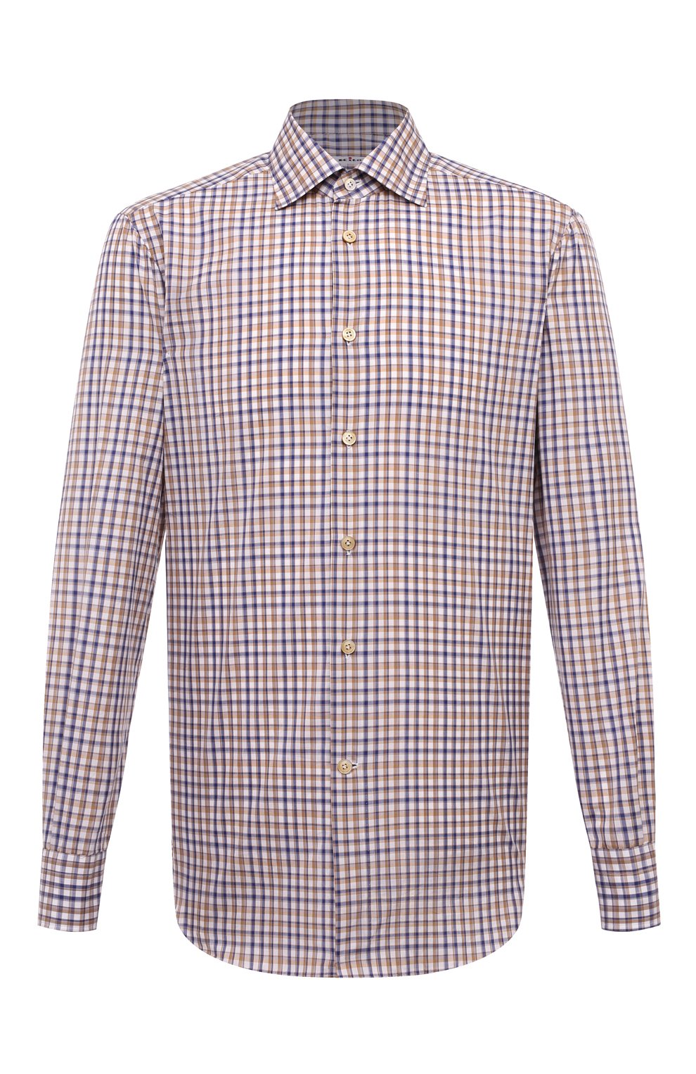 Хлопковая рубашка KITON коричневого цвета по цене 58950 руб., арт. UCIH08879, фото 1 Хлопковая рубашка KITON, арт. UCIH08879, фото 1