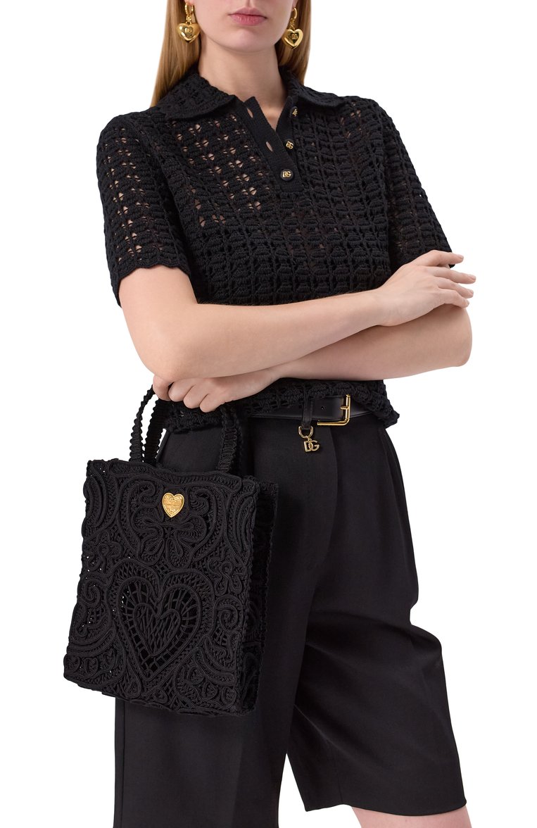 Женская сумка beatrice DOLCE & GABBANA черного цвета, арт. BB6926/AW717 | Фото 2 (Размер: small; Материал: Текстиль)
