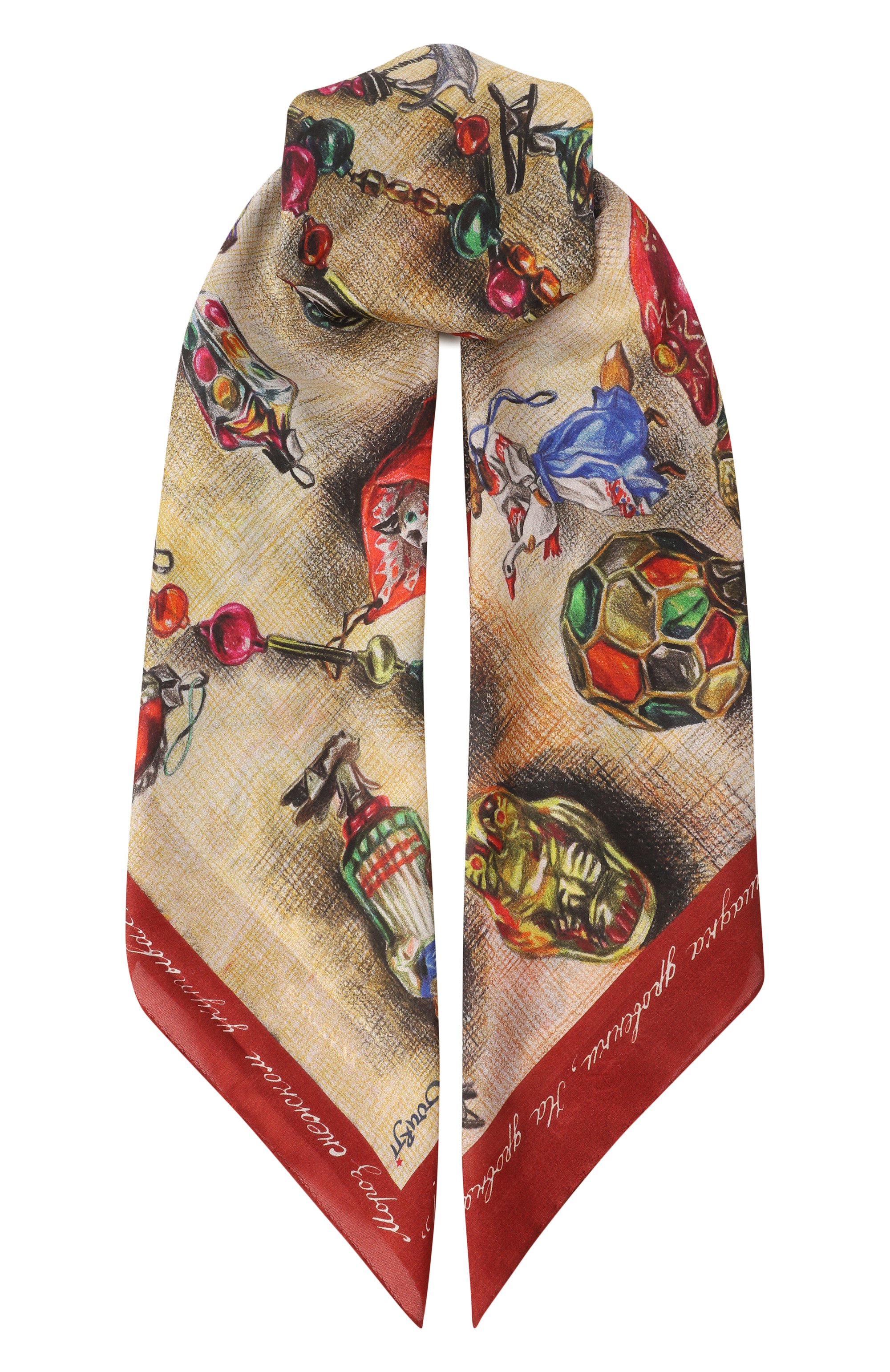 Шелковый платок новогодние игрушки GOURJI, арт. 91145437/6251172, фото 1