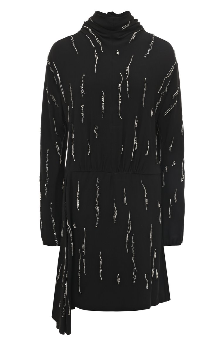 Женское платье PRADA черного цвета, арт. P36U2R-1R15-F0002 | Фото 1 (Длина Ж (юбки, платья, шорты): Мини; Рукава от горловины: Длинные; Рукава: Длинные; Материал внешний: Синтетический материал; Случай: Повседневный; Женское Кросс-КТ: Платье-одежда; Автоматизация Diginetica: Не назначено)