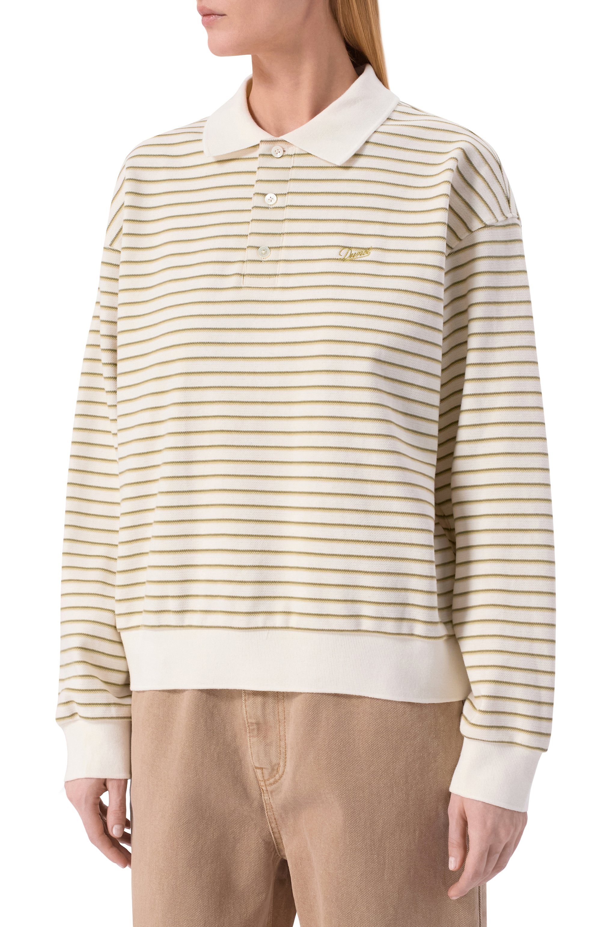 Хлопковое поло DUNST кремового цвета по цене 12750 руб., арт. UDTS6A120K1, фото 3 Хлопковое поло DUNST, арт. UDTS6A120K1, фото 3