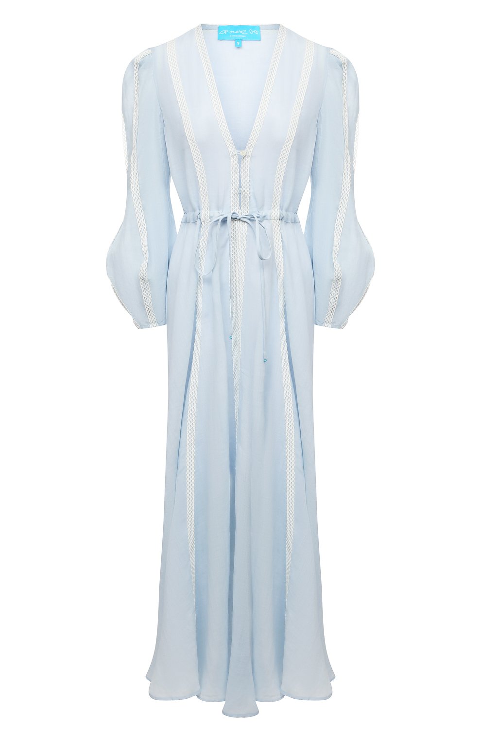 Льняное платье A MERE CO голубого цвета по цене 66800 руб., арт. AMC-RSS21-02BW, фото 1 Льняное платье A MERE CO, арт. AMC-RSS21-02BW, фото 1