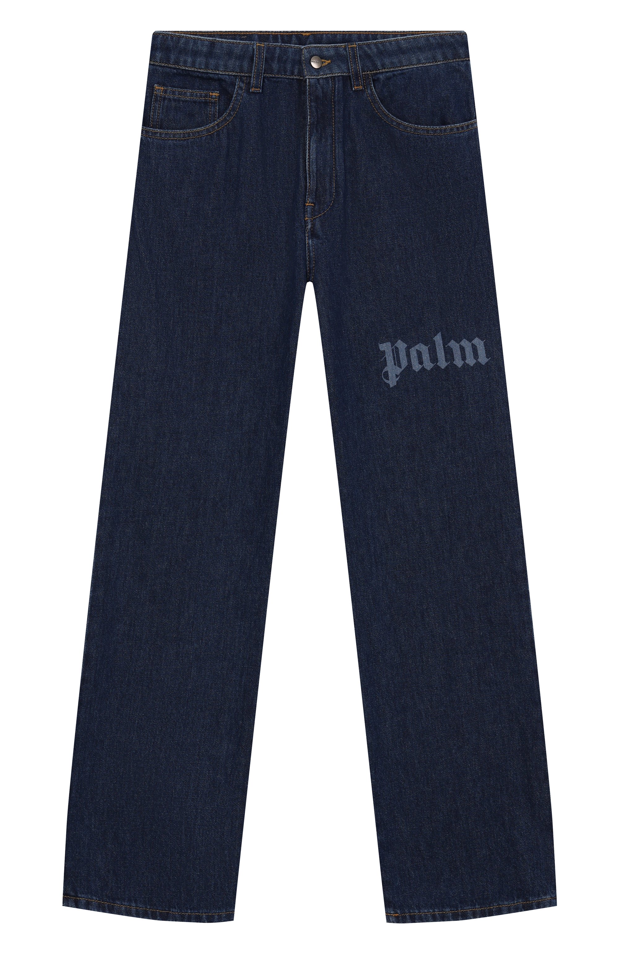 Джинсы PALM ANGELS темно-синего цвета по цене 26300 руб., арт. PBYA002F25DEN001/12+, фото 1 Джинсы PALM ANGELS, арт. PBYA002F25DEN001/12+, фото 1