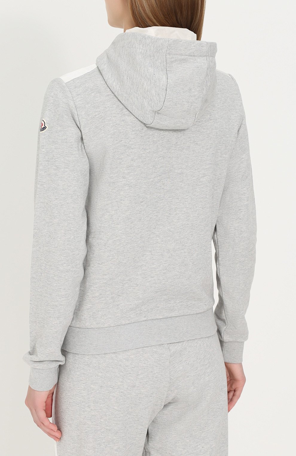 Кардиган на молнии с капюшоном MONCLER серого цвета по цене 29650 руб., арт. C1-093-84989-00-8098W, фото 4 Кардиган на молнии с капюшоном MONCLER, арт. C1-093-84989-00-8098W, фото 4