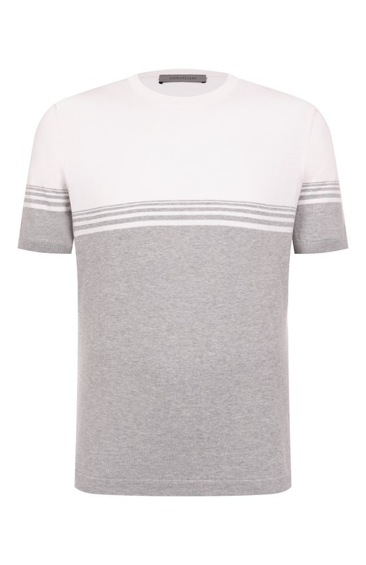 Джемпер из хлопка и шелка Corneliani 25M526-2525158 Серый 25M526-2525158