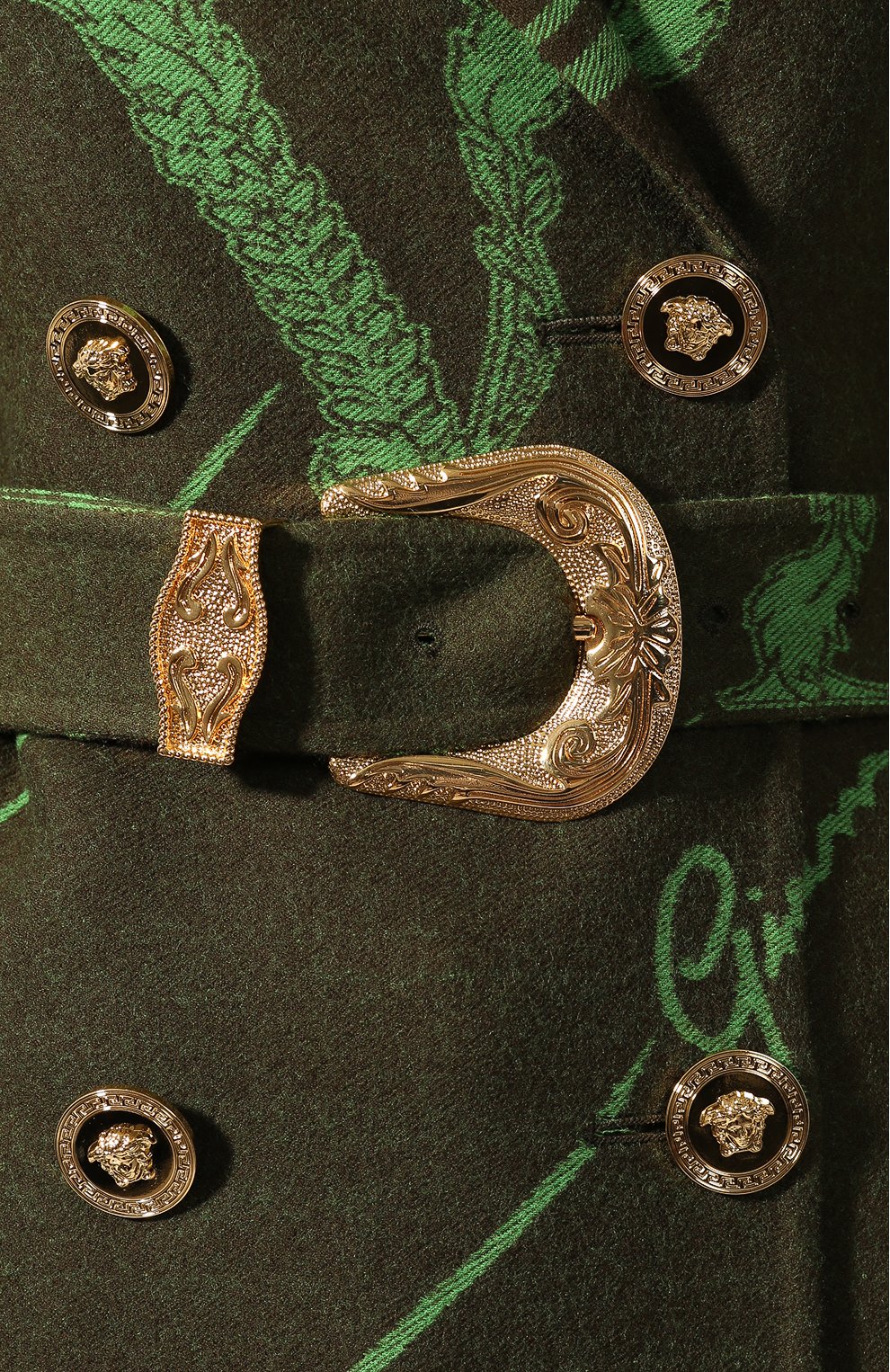 Шерстяное пальто VERSACE зеленого цвета по цене 672000 руб., арт. A85655/A232903, фото 5 Шерстяное пальто VERSACE, арт. A85655/A232903, фото 5